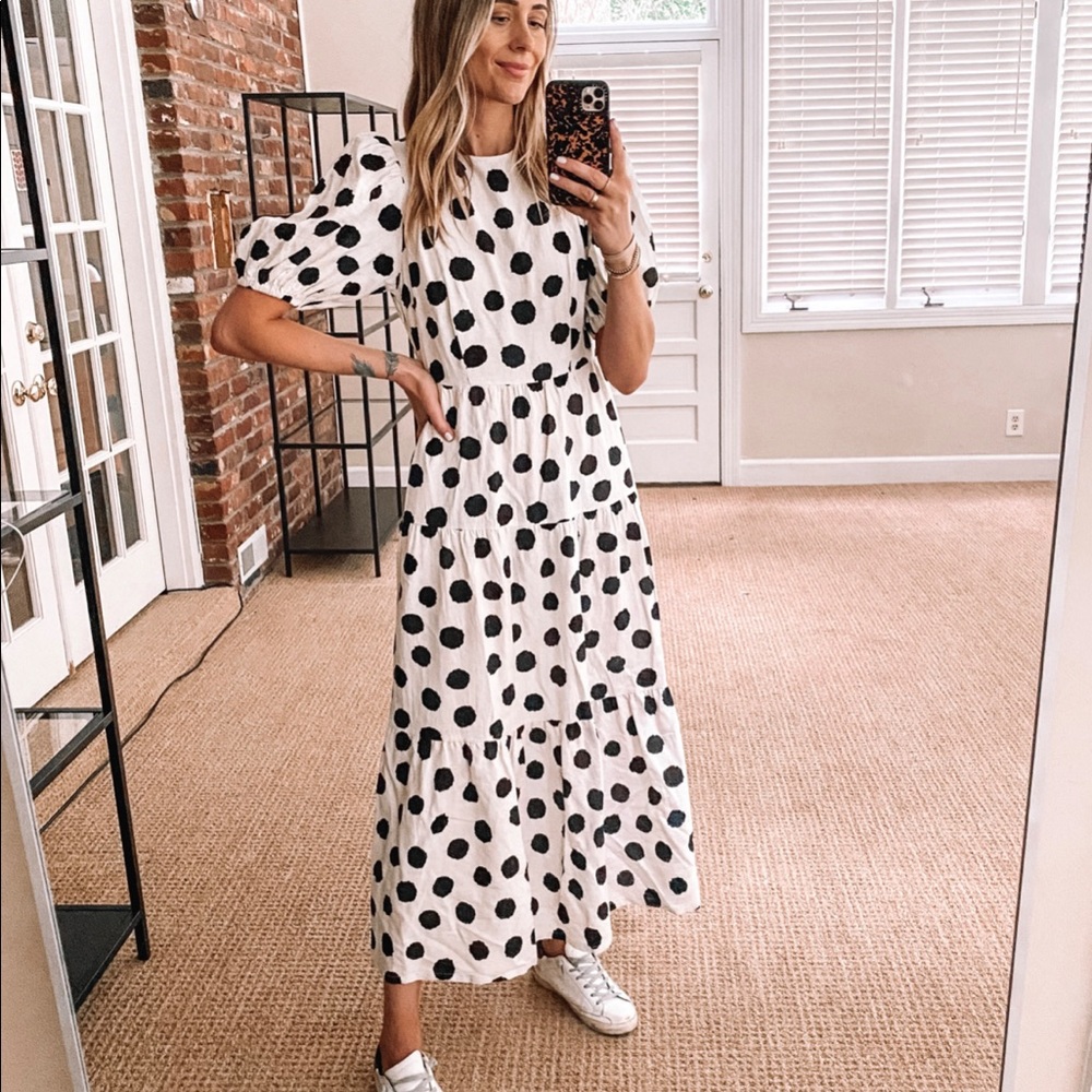 Who What Wear polka dot midi dress